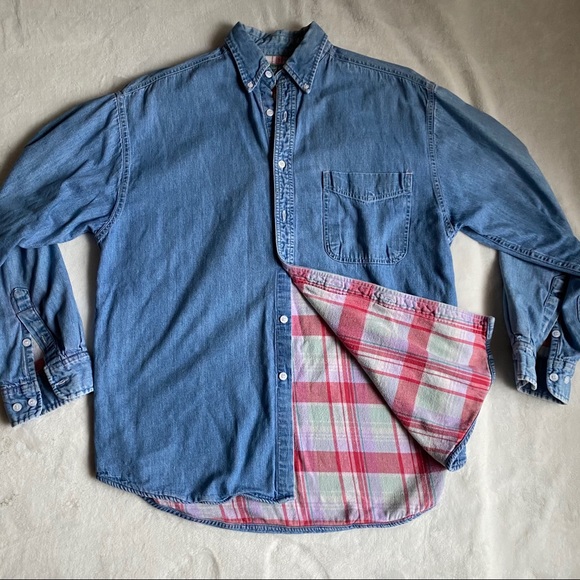 Denim Flannel Lined Button Down - Picture 1 of 3